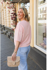 21Jewelz Gestreept shirt met drie kwart mouwen - roze