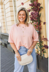 21Jewelz Gestreept shirt met drie kwart mouwen - koraal