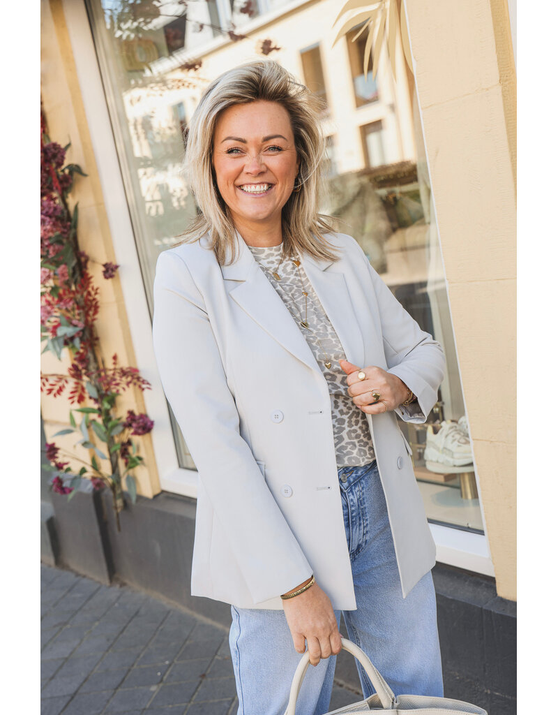 21Jewelz Effen blazer met dubbele knopen - lichtgrijs
