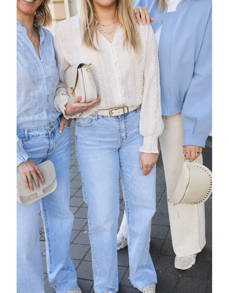 21Jewelz Geborduurde blouse met knoopjes - beige