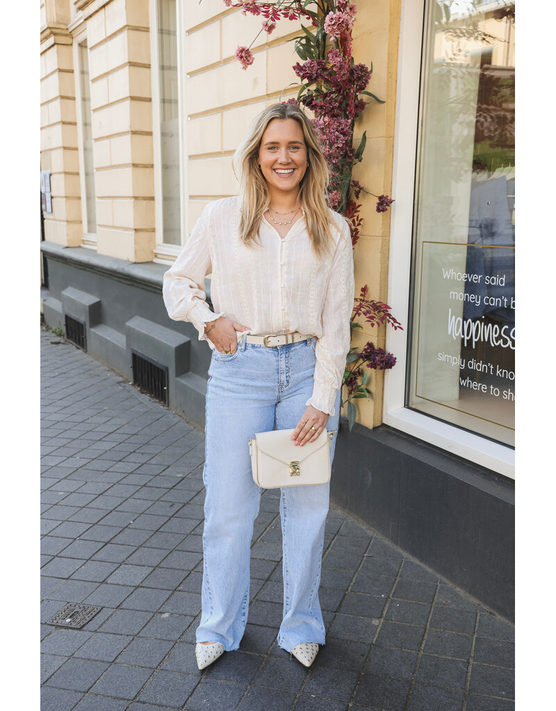 21Jewelz Geborduurde blouse met knoopjes - beige