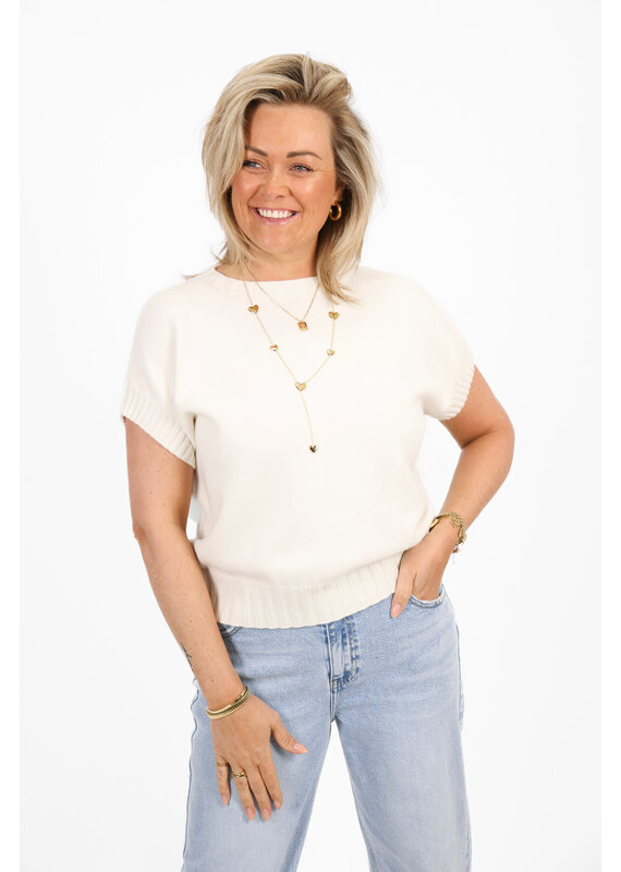 21Jewelz Truitje met structuur boord - ecru