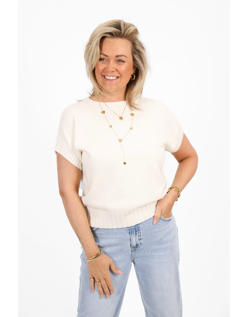 21Jewelz Truitje met structuur boord - ecru