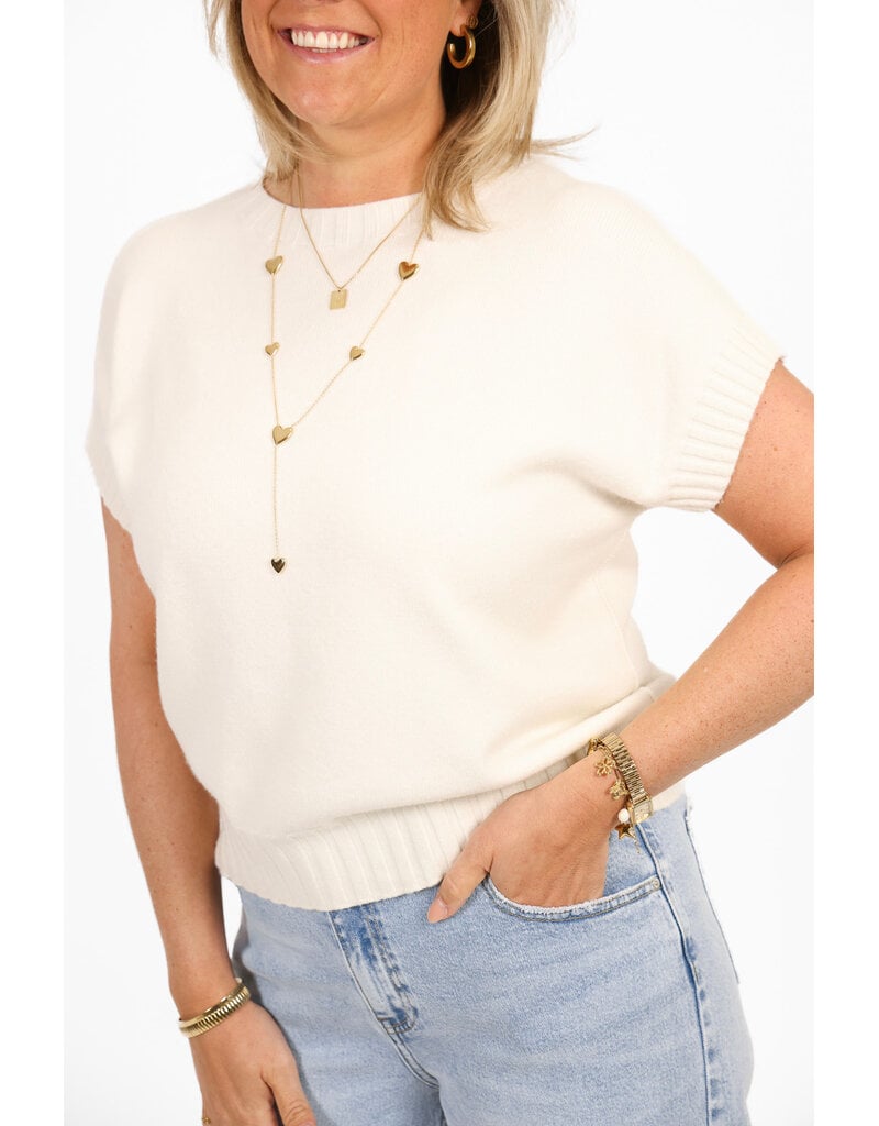 21Jewelz Truitje met structuur boord - ecru