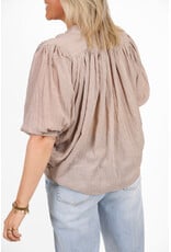 21Jewelz Losvallende blouse met pofmouwen - taupe