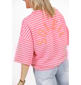 21Jewelz Gestreept soleil shirt met driekwart mouw - roze