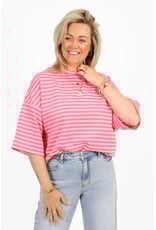 21Jewelz Gestreept soleil shirt met driekwart mouw - roze