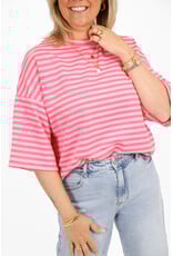 21Jewelz Gestreept soleil shirt met driekwart mouw - roze