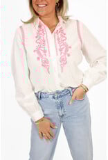 21Jewelz Blouse met roze stiksel - wit