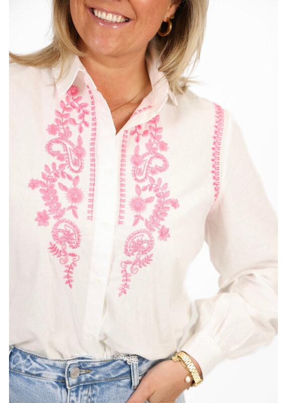 21Jewelz Blouse met roze stiksel - wit