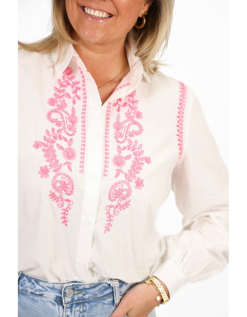 21Jewelz Blouse met roze stiksel - wit