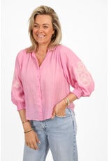 21Jewelz Losvallende blouse met pofmouwen - roze