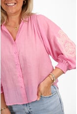 21Jewelz Losvallende blouse met pofmouwen - roze