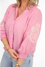 21Jewelz Losvallende blouse met pofmouwen - roze