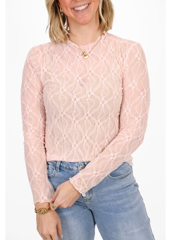 21Jewelz Kanten top met ruitpatroon - lichtroze