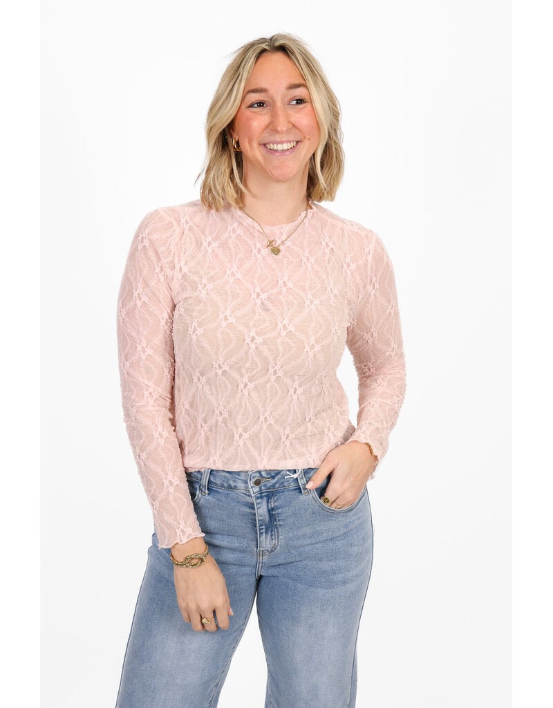 21Jewelz Kanten top met ruitpatroon - lichtroze