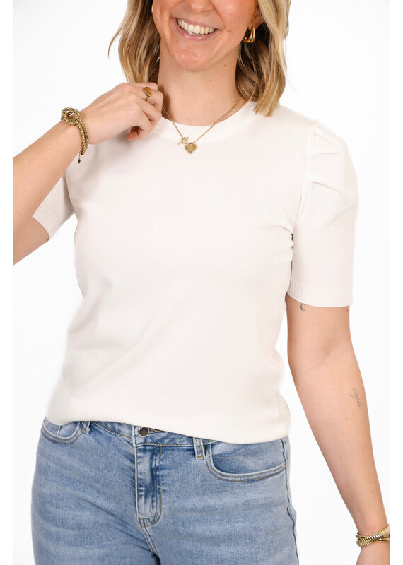 21Jewelz Truitje met korte pofmouwen - wit