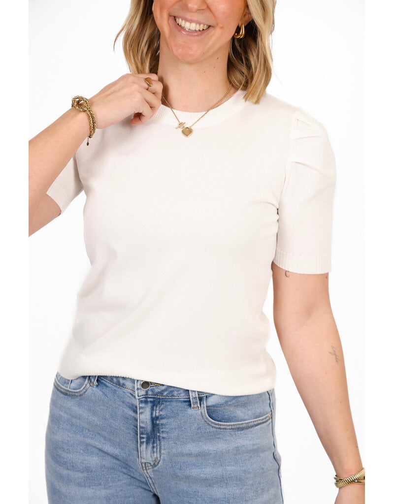 21Jewelz Truitje met korte pofmouwen - wit