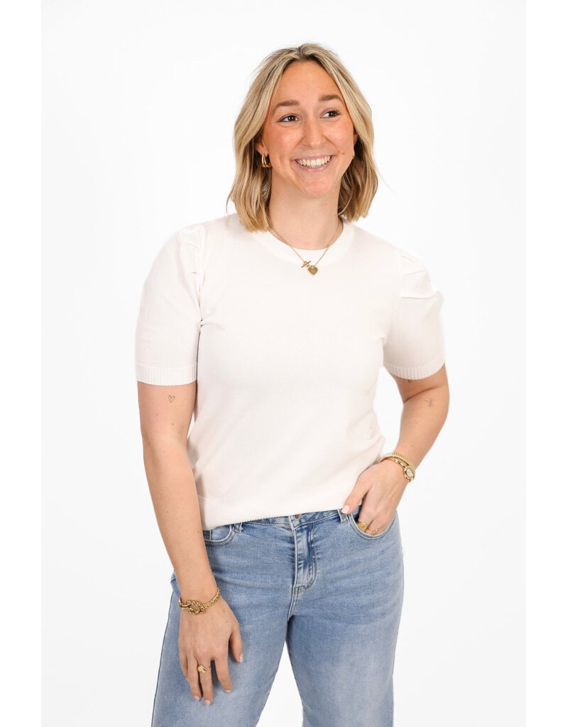 21Jewelz Truitje met korte pofmouwen - wit