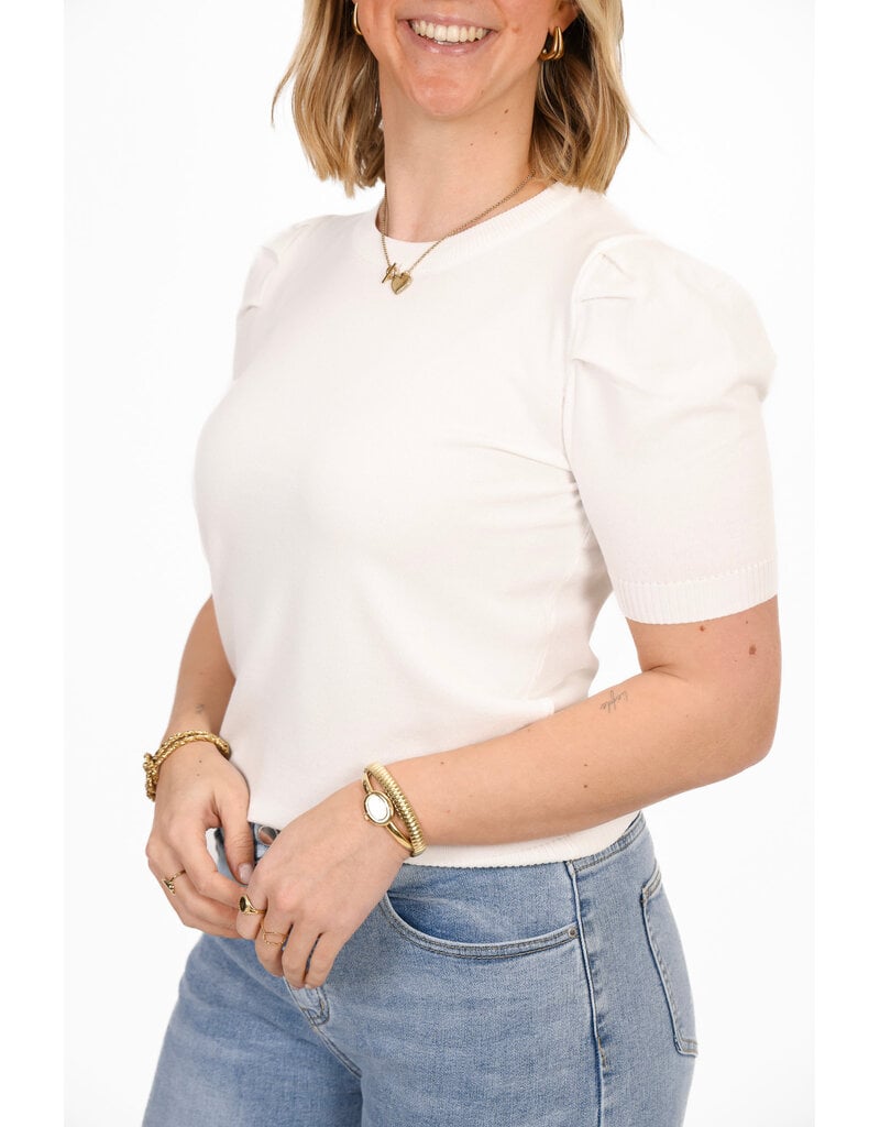 21Jewelz Truitje met korte pofmouwen - wit