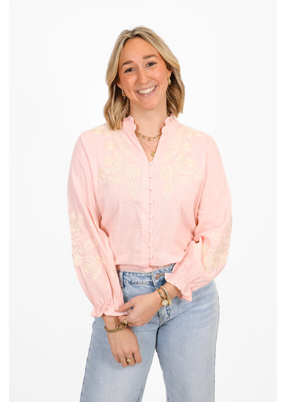 21Jewelz Blouse met beige broderie - roze