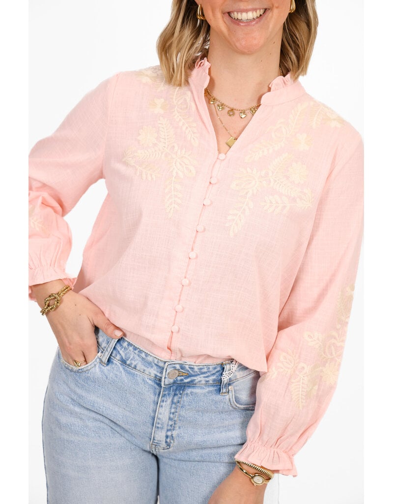 21Jewelz Blouse met beige broderie - roze