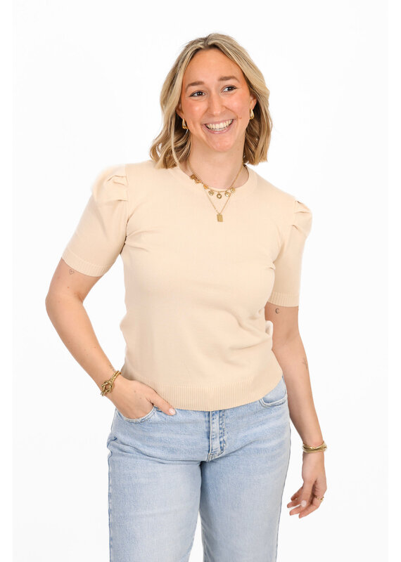 21Jewelz Truitje met korte pofmouwen - beige