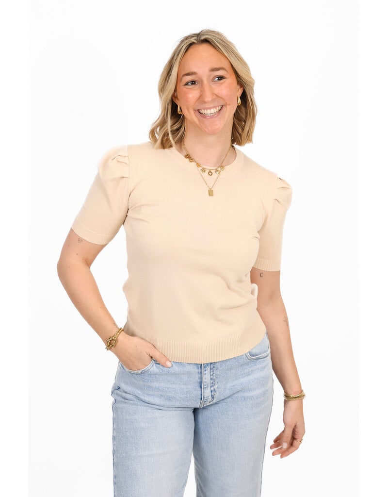 21Jewelz Truitje met korte pofmouwen - beige