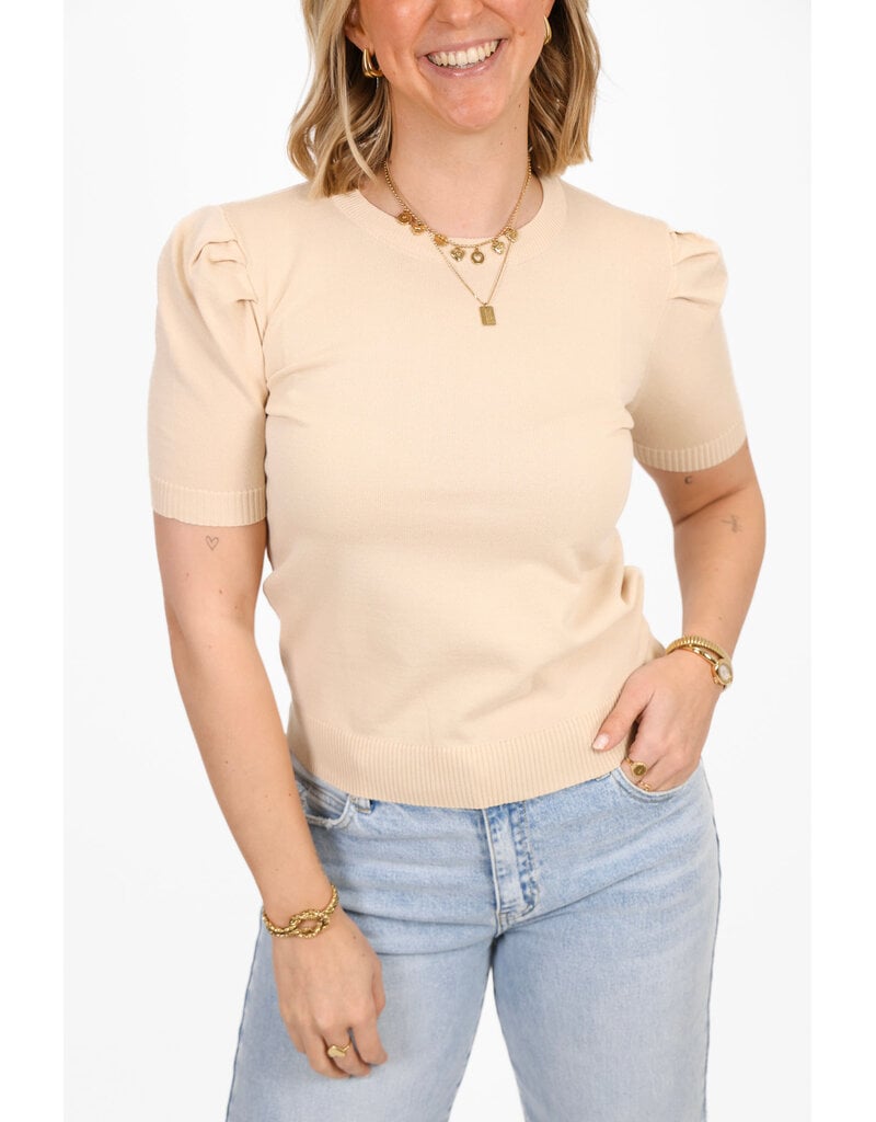 21Jewelz Truitje met korte pofmouwen - beige