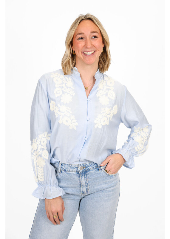 21Jewelz Broderie blouse - blauw