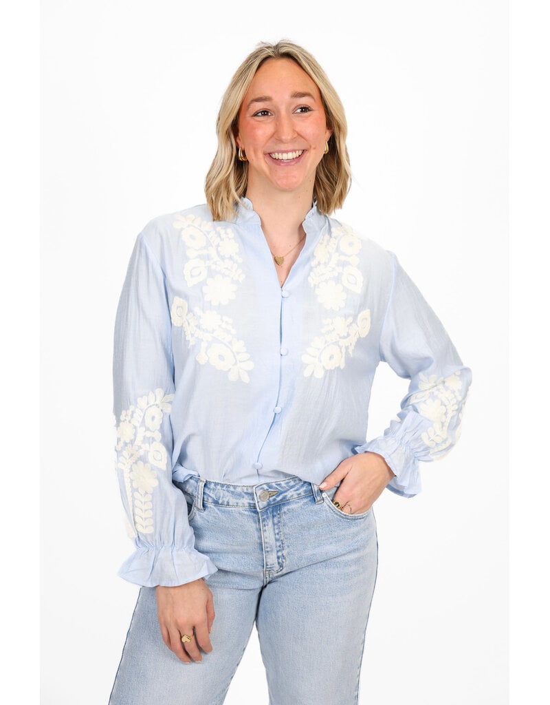 21Jewelz Broderie blouse - blauw