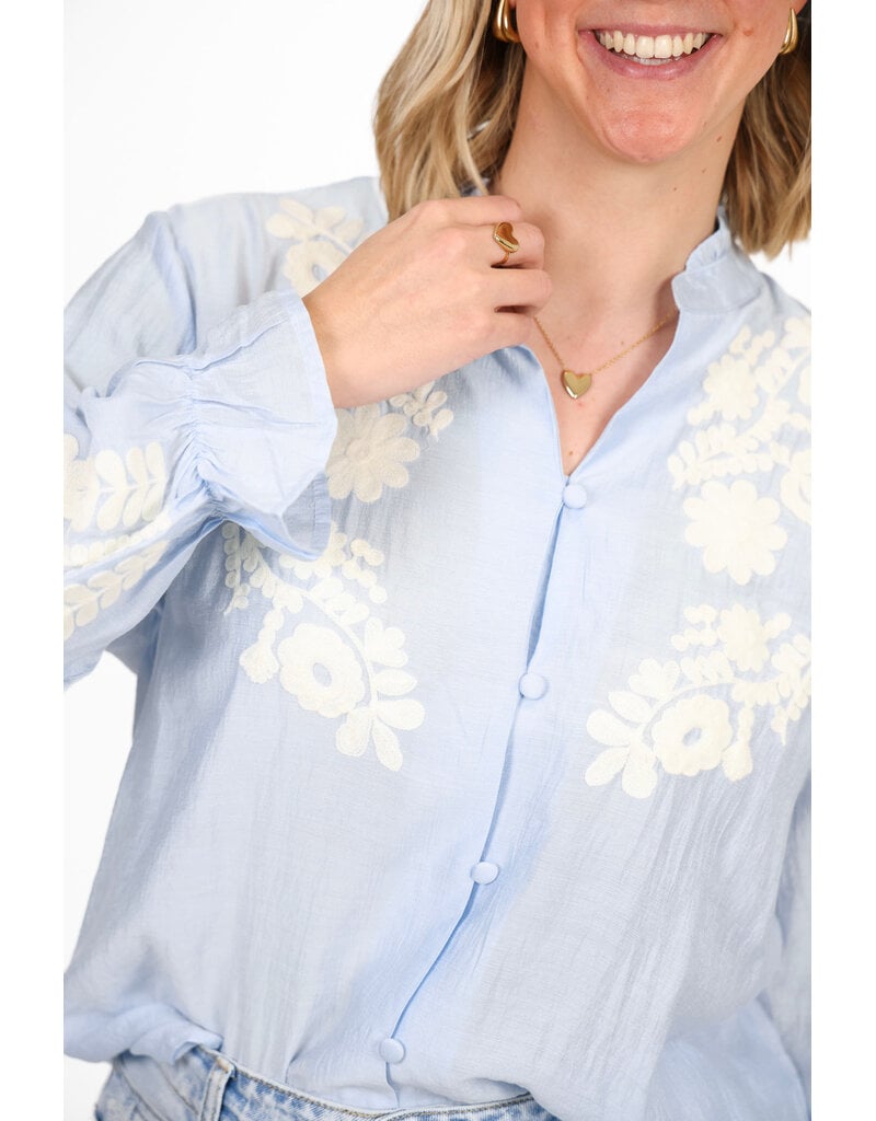21Jewelz Broderie blouse - blauw
