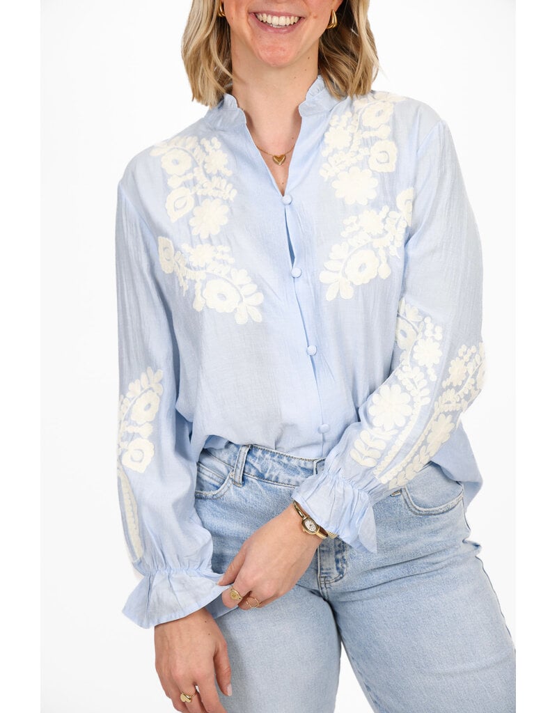 21Jewelz Broderie blouse - blauw