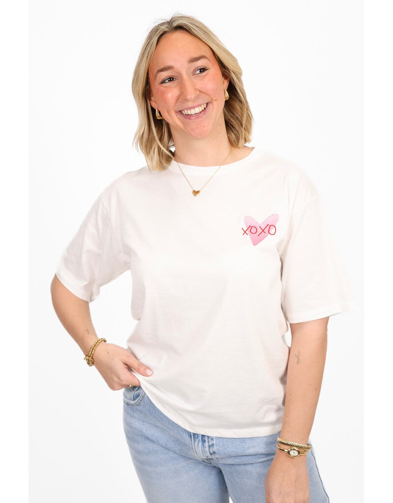 21Jewelz T-shirt met hartje - wit/roze