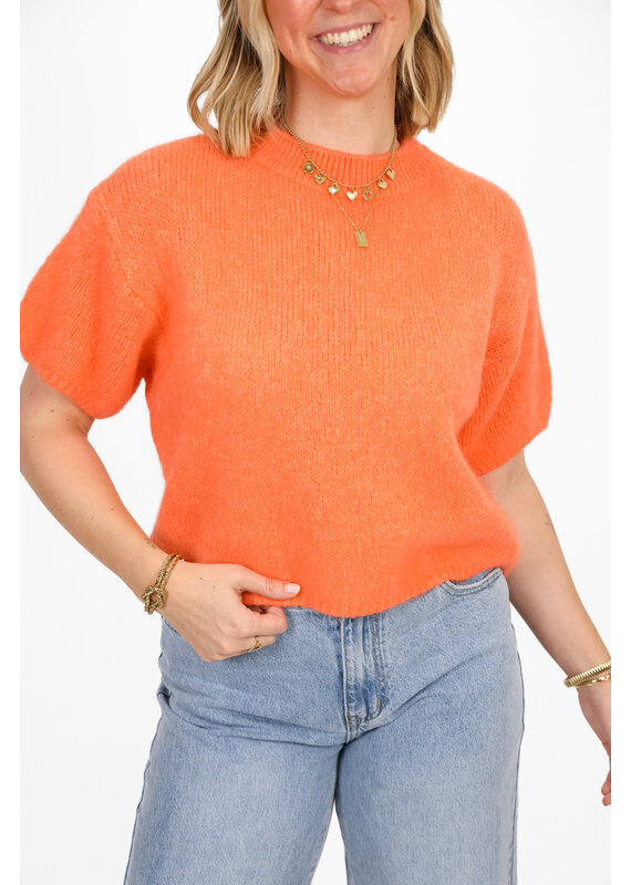 21Jewelz Wollige trui met korte mouw - koraal