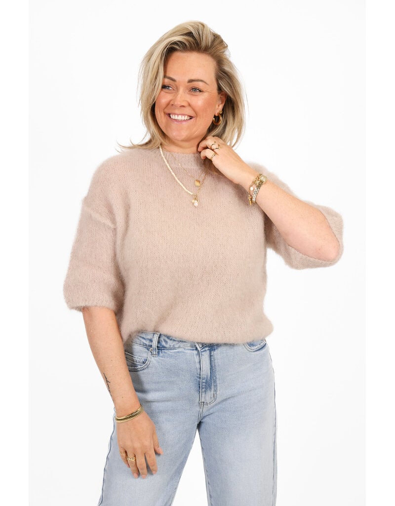 21Jewelz Losvallend wollig truitje met korte mouw - beige