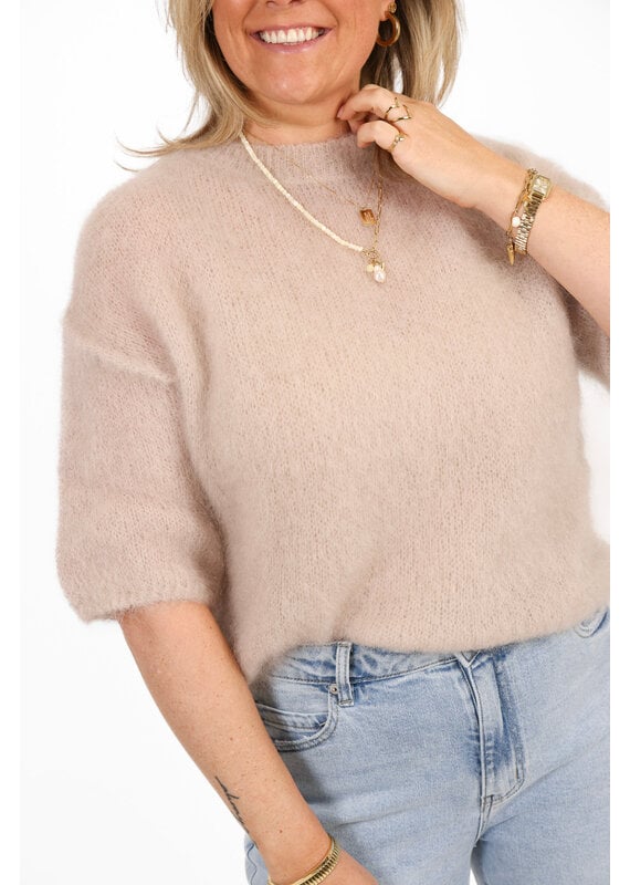 21Jewelz Losvallend wollig truitje met korte mouw - beige