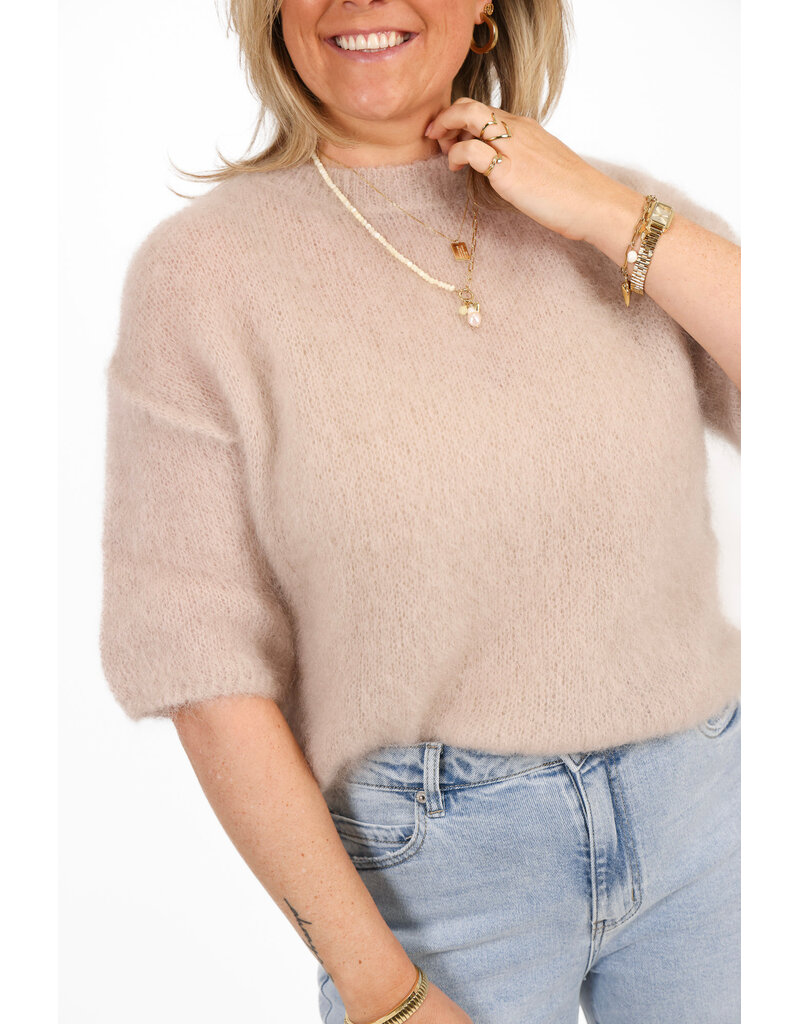 21Jewelz Losvallend wollig truitje met korte mouw - beige