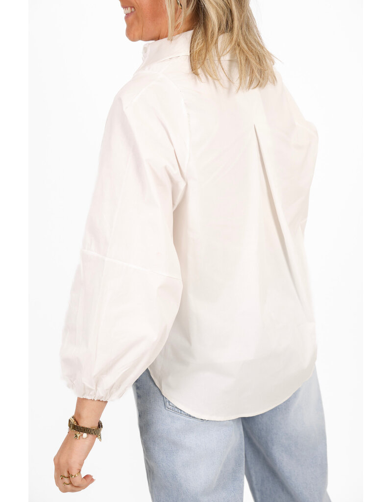 21Jewelz Effen lange blouse met pofmouw - wit