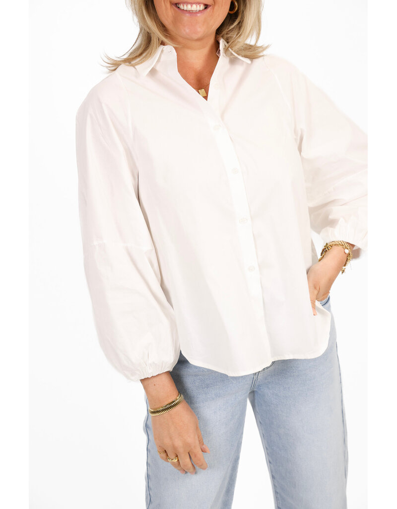 21Jewelz Effen lange blouse met pofmouw - wit