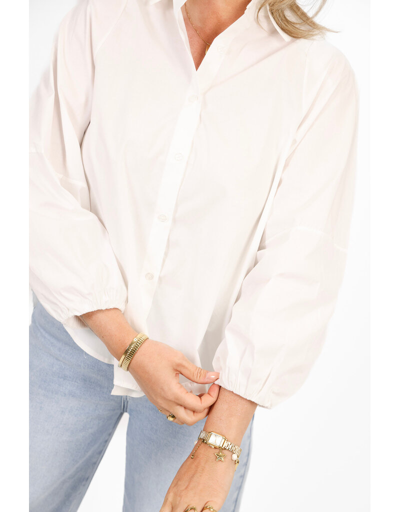 21Jewelz Effen lange blouse met pofmouw - wit
