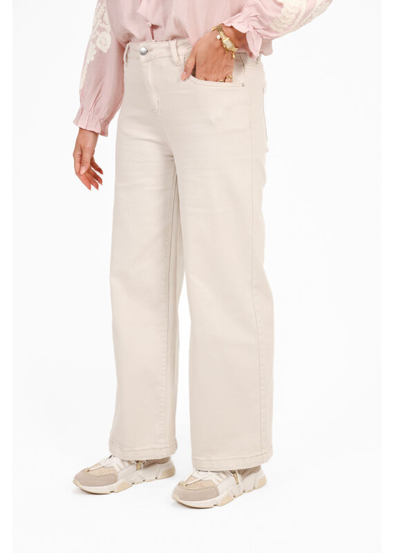 21Jewelz Basic stretch wide leg jeans - ecru