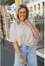 21Jewelz Gestreept shirt met drie kwart mouwen - beige