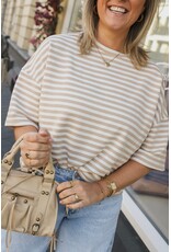 21Jewelz Gestreept shirt met drie kwart mouwen - beige