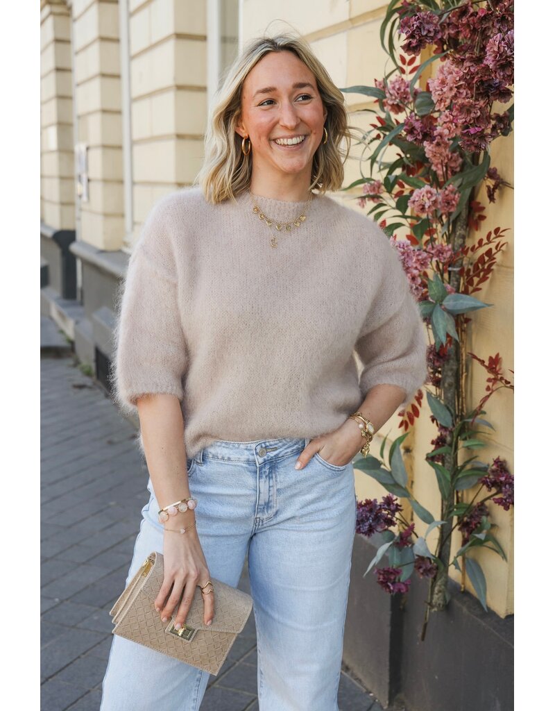 21Jewelz Losvallend wollig truitje met korte mouw - beige