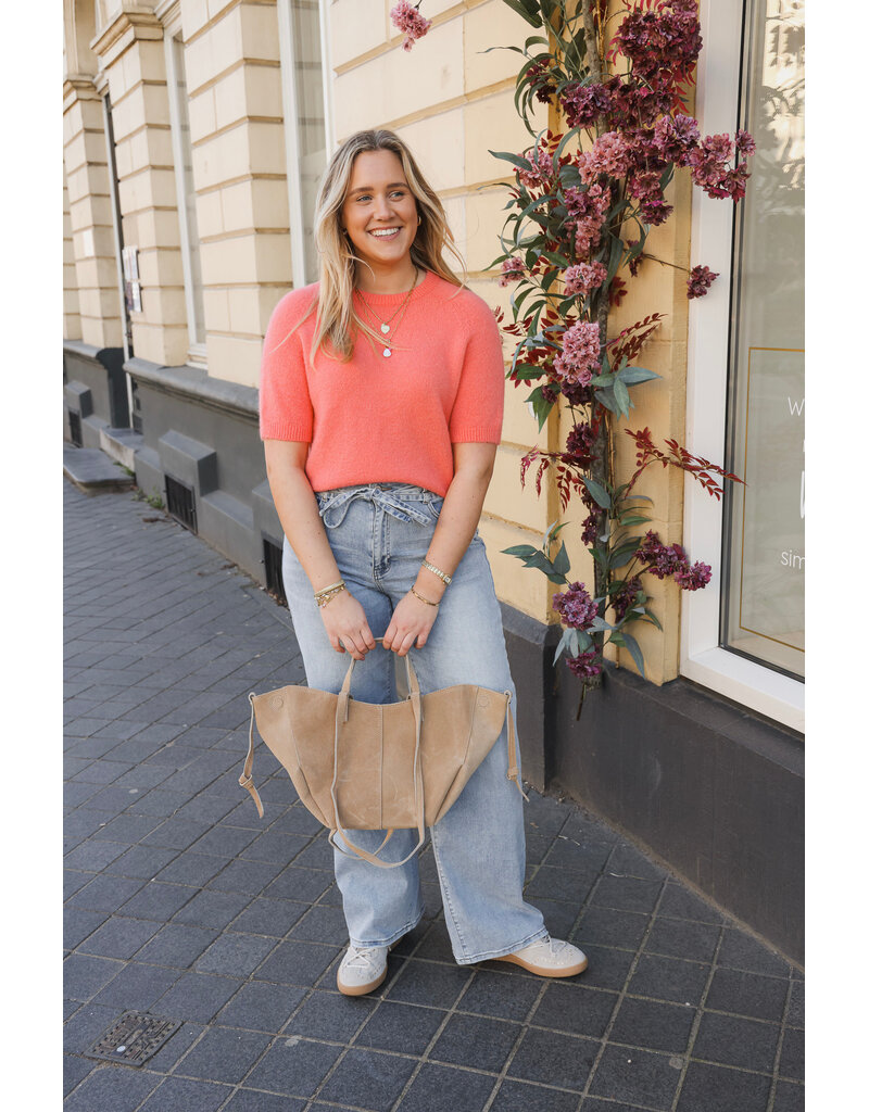 21Jewelz Effen basic truitje met korte mouw - koraal