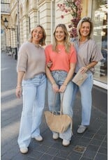 21Jewelz Losvallende blouse met pofmouwen - taupe