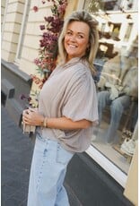 21Jewelz Losvallende blouse met pofmouwen - taupe