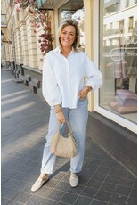 21Jewelz Effen lange blouse met pofmouw - wit