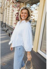 21Jewelz Effen lange blouse met pofmouw - wit